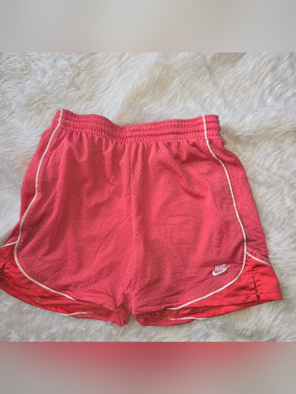 Nike Women's Coral Pink Athletic Mesh Shorts with White Piping Retro Size XS
